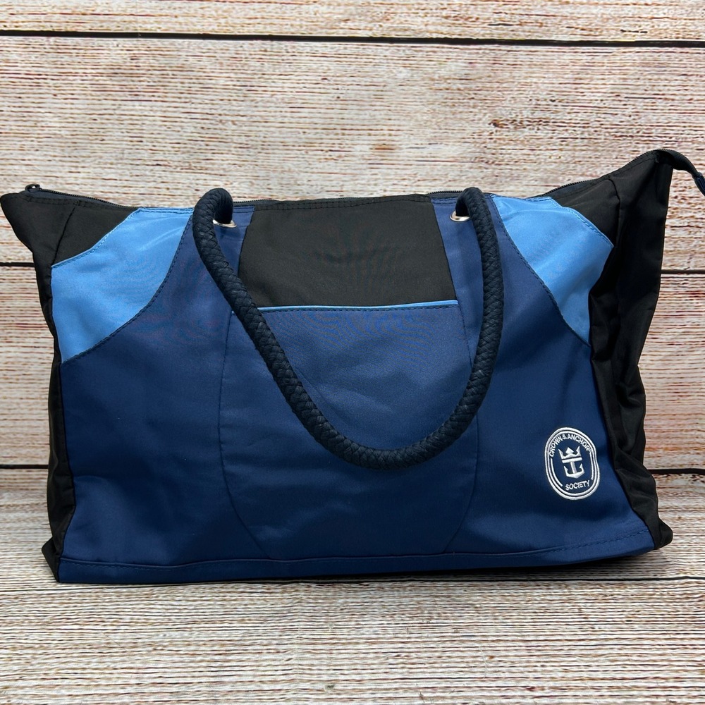 Royal Caribbean Crown & Anchor Society Blue Black Rope Handle Nylon Tote Bag NEW